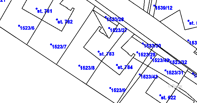 Parcela st. 783 v KÚ Bor u Tachova, Katastrální mapa