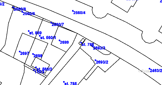 Parcela st. 786 v KÚ Bor u Tachova, Katastrální mapa