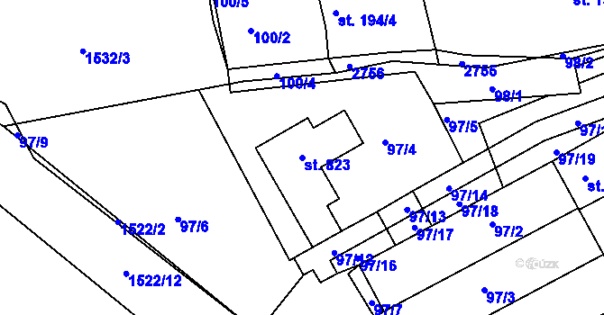 Parcela st. 823 v KÚ Bor u Tachova, Katastrální mapa