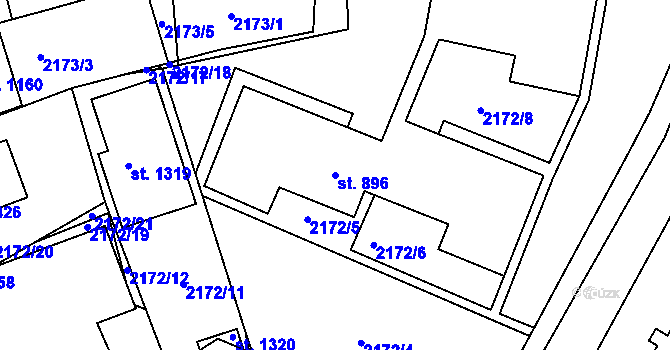 Parcela st. 896 v KÚ Bor u Tachova, Katastrální mapa