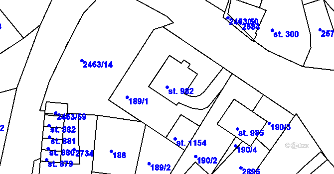 Parcela st. 982 v KÚ Bor u Tachova, Katastrální mapa