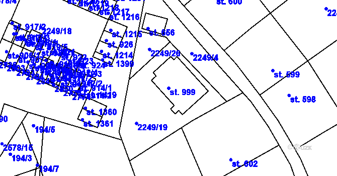 Parcela st. 999 v KÚ Bor u Tachova, Katastrální mapa