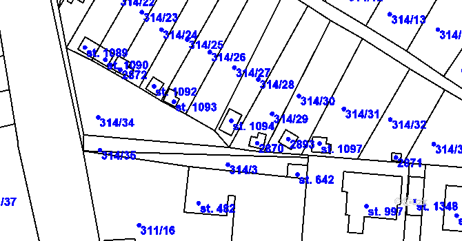 Parcela st. 1094 v KÚ Bor u Tachova, Katastrální mapa