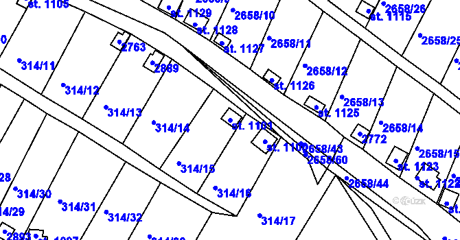 Parcela st. 1101 v KÚ Bor u Tachova, Katastrální mapa