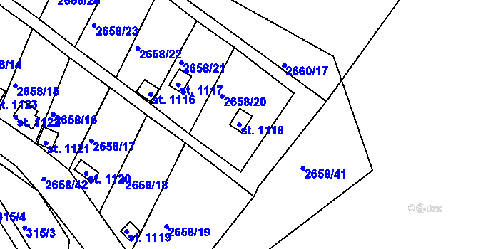 Parcela st. 1118 v KÚ Bor u Tachova, Katastrální mapa
