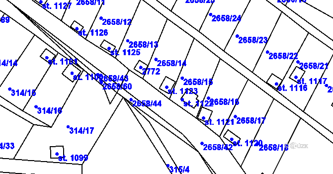 Parcela st. 1123 v KÚ Bor u Tachova, Katastrální mapa