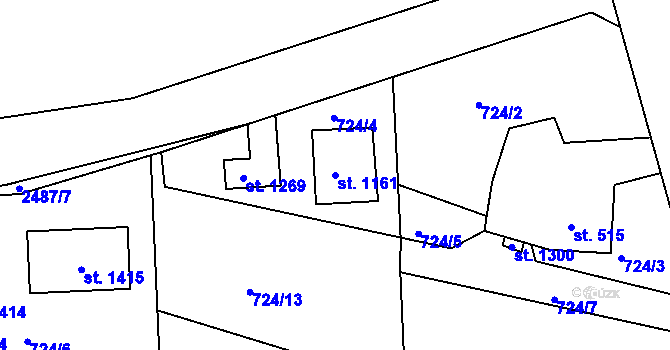 Parcela st. 1161 v KÚ Bor u Tachova, Katastrální mapa