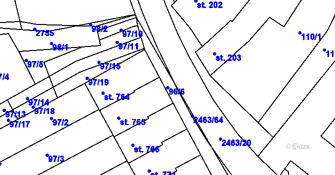 Parcela st. 96/6 v KÚ Bor u Tachova, Katastrální mapa