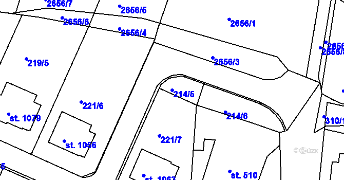 Parcela st. 214/5 v KÚ Bor u Tachova, Katastrální mapa