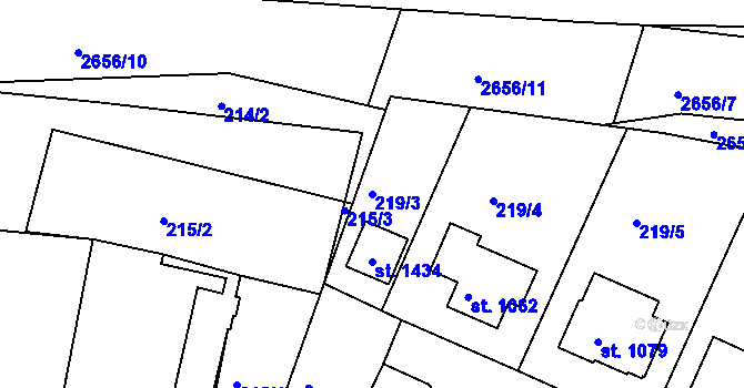 Parcela st. 219/3 v KÚ Bor u Tachova, Katastrální mapa