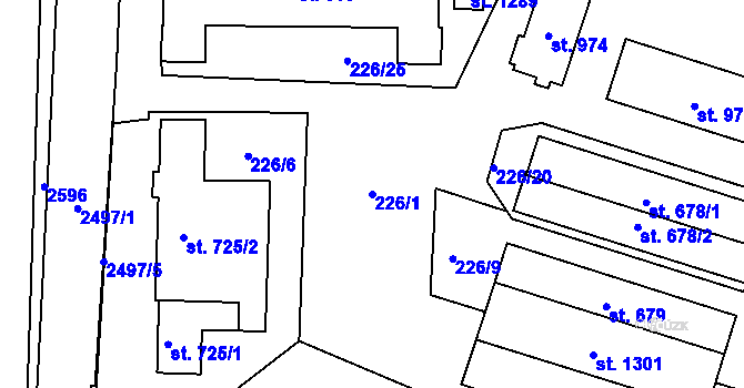Parcela st. 226/1 v KÚ Bor u Tachova, Katastrální mapa