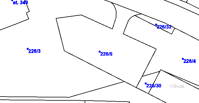 Parcela st. 226/5 v KÚ Bor u Tachova, Katastrální mapa