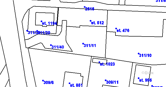 Parcela st. 311/11 v KÚ Bor u Tachova, Katastrální mapa