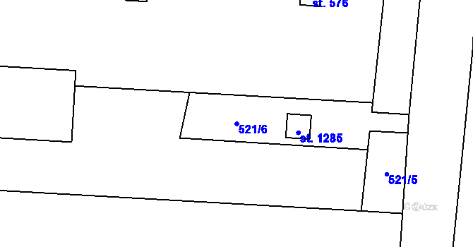 Parcela st. 521/6 v KÚ Bor u Tachova, Katastrální mapa