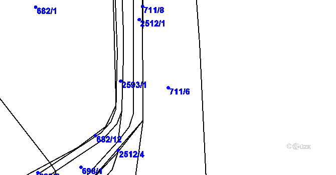 Parcela st. 711/6 v KÚ Bor u Tachova, Katastrální mapa