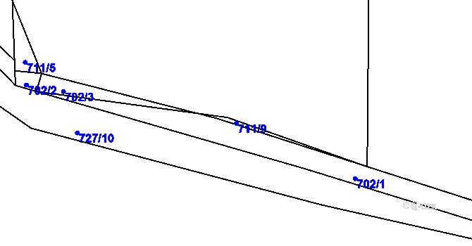 Parcela st. 711/9 v KÚ Bor u Tachova, Katastrální mapa