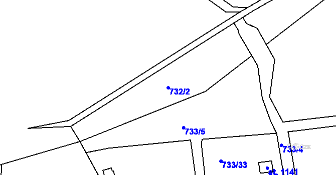 Parcela st. 732/2 v KÚ Bor u Tachova, Katastrální mapa