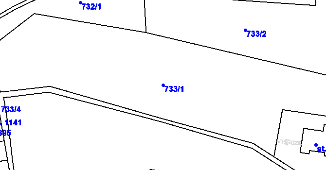 Parcela st. 733/1 v KÚ Bor u Tachova, Katastrální mapa