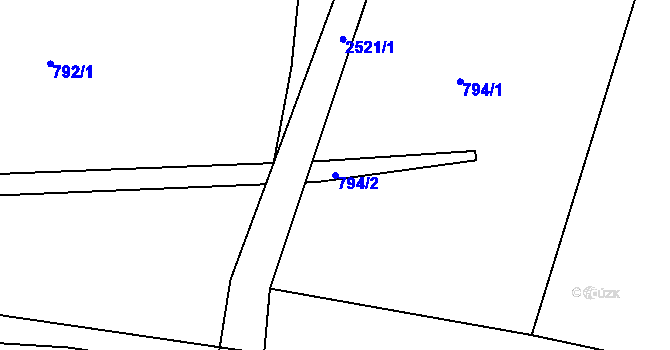 Parcela st. 794/2 v KÚ Bor u Tachova, Katastrální mapa