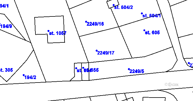 Parcela st. 2249/17 v KÚ Bor u Tachova, Katastrální mapa