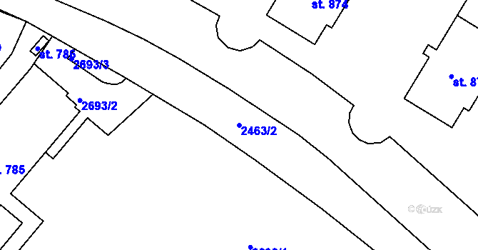 Parcela st. 2463/2 v KÚ Bor u Tachova, Katastrální mapa