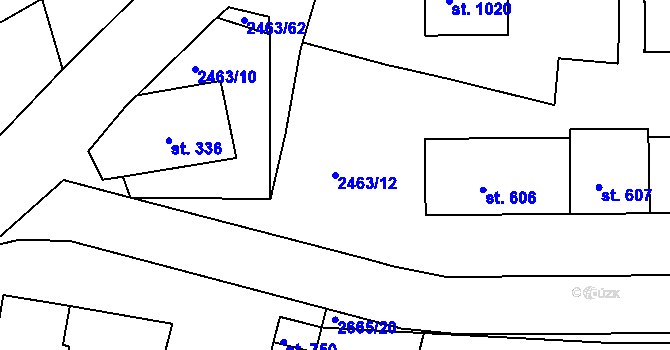 Parcela st. 2463/12 v KÚ Bor u Tachova, Katastrální mapa