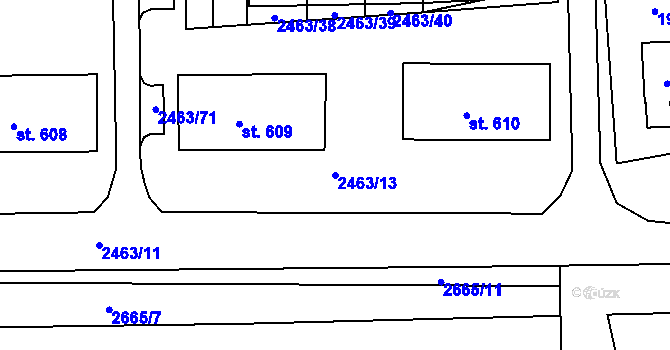 Parcela st. 2463/13 v KÚ Bor u Tachova, Katastrální mapa