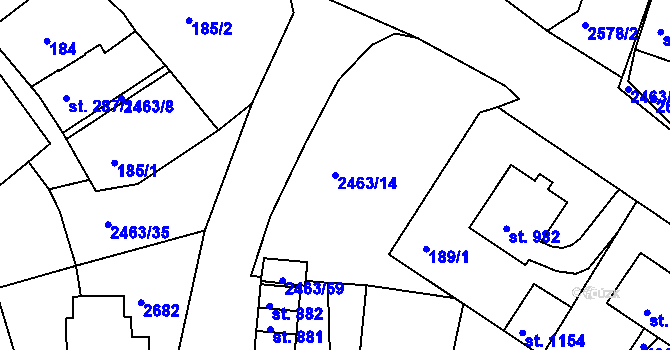 Parcela st. 2463/14 v KÚ Bor u Tachova, Katastrální mapa