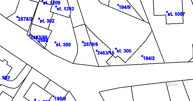 Parcela st. 2463/15 v KÚ Bor u Tachova, Katastrální mapa