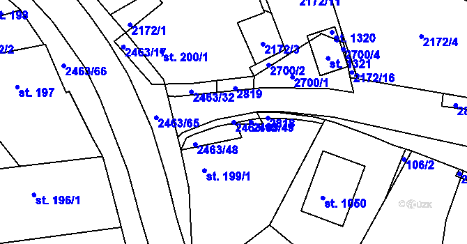 Parcela st. 2463/16 v KÚ Bor u Tachova, Katastrální mapa