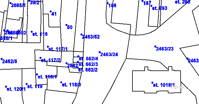 Parcela st. 2463/24 v KÚ Bor u Tachova, Katastrální mapa