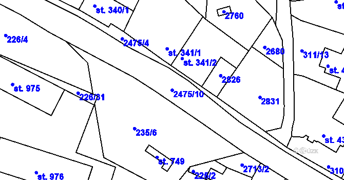 Parcela st. 2475/10 v KÚ Bor u Tachova, Katastrální mapa