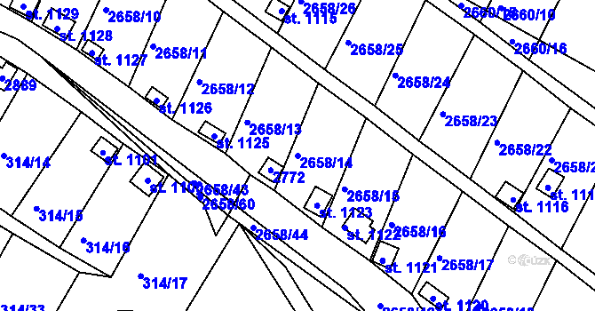 Parcela st. 2658/14 v KÚ Bor u Tachova, Katastrální mapa