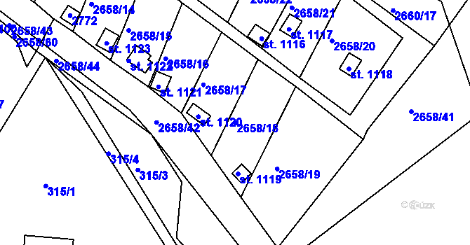Parcela st. 2658/18 v KÚ Bor u Tachova, Katastrální mapa