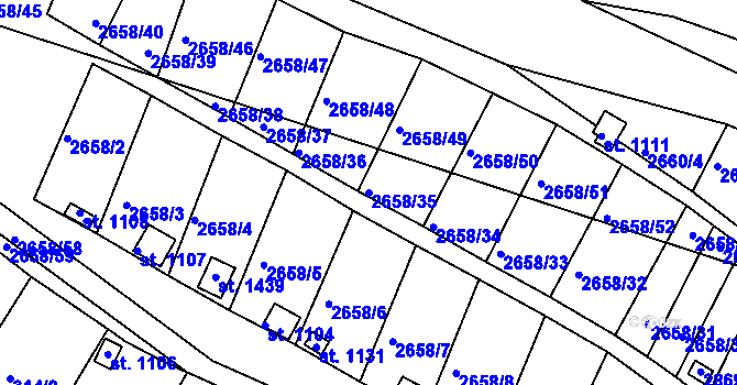 Parcela st. 2658/35 v KÚ Bor u Tachova, Katastrální mapa