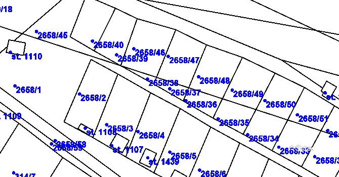 Parcela st. 2658/37 v KÚ Bor u Tachova, Katastrální mapa