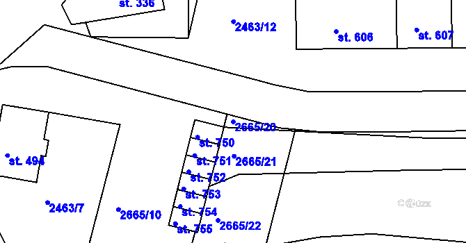 Parcela st. 2665/20 v KÚ Bor u Tachova, Katastrální mapa