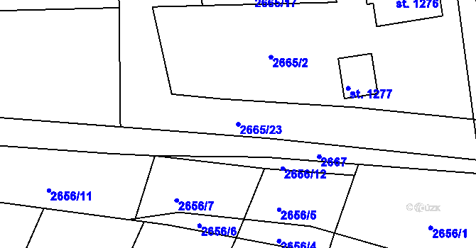 Parcela st. 2665/23 v KÚ Bor u Tachova, Katastrální mapa