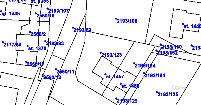 Parcela st. 2193/123 v KÚ Bor u Tachova, Katastrální mapa