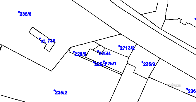 Parcela st. 225/4 v KÚ Bor u Tachova, Katastrální mapa