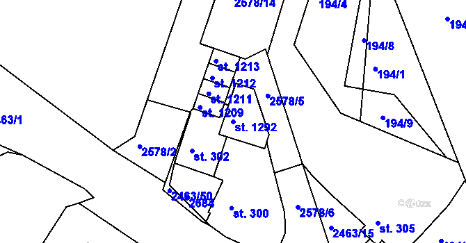 Parcela st. 1292 v KÚ Bor u Tachova, Katastrální mapa