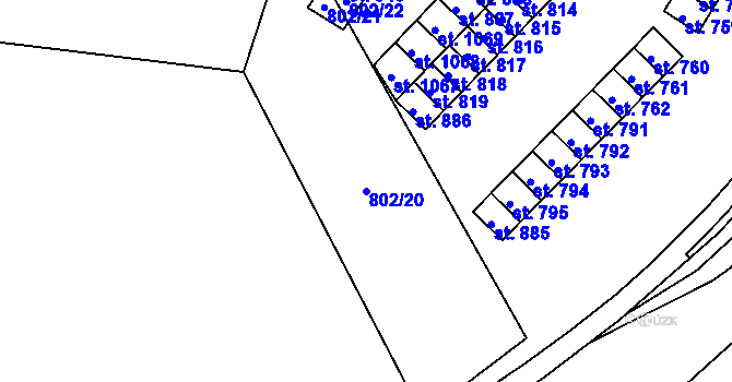 Parcela st. 802/20 v KÚ Bor u Tachova, Katastrální mapa