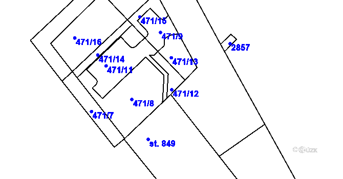 Parcela st. 471/12 v KÚ Bor u Tachova, Katastrální mapa