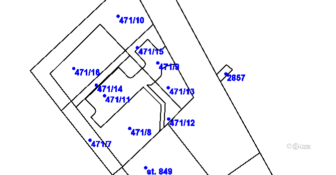Parcela st. 471/13 v KÚ Bor u Tachova, Katastrální mapa
