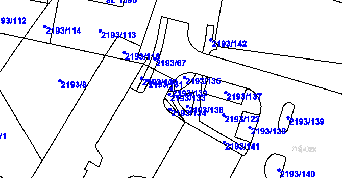 Parcela st. 2193/132 v KÚ Bor u Tachova, Katastrální mapa