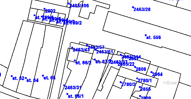 Parcela st. 2463/61 v KÚ Bor u Tachova, Katastrální mapa