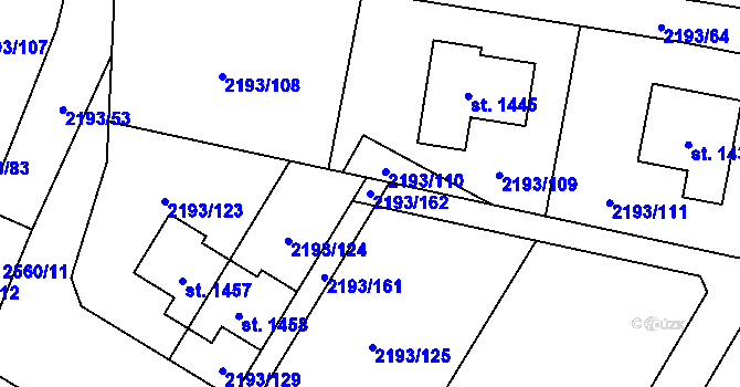 Parcela st. 2193/162 v KÚ Bor u Tachova, Katastrální mapa