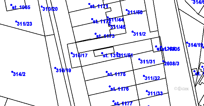 Parcela st. 1311 v KÚ Bor u Tachova, Katastrální mapa