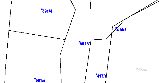 Parcela st. 591/7 v KÚ Bor u Tachova, Katastrální mapa