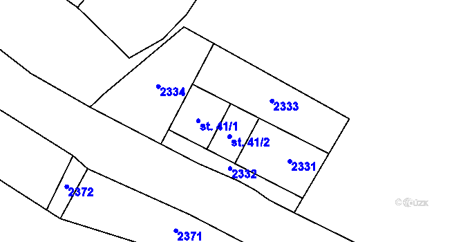 Parcela st. 41/2 v KÚ Doly u Boru, Katastrální mapa